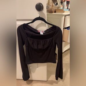 Black Fitted with Flare Sleeves Urban Outfitters Top